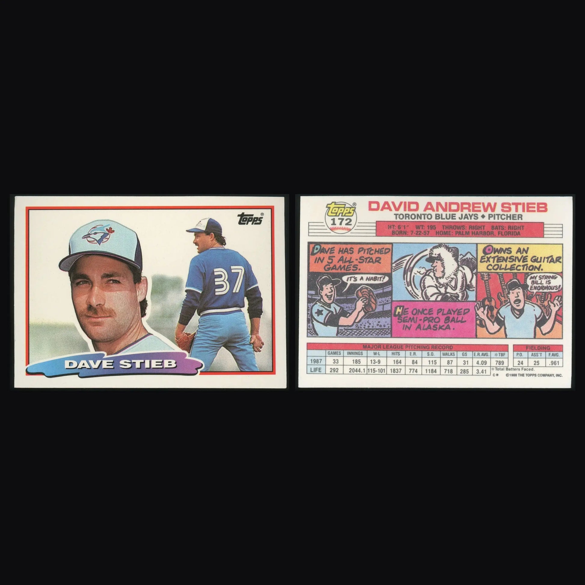 1988 Topps Big #172 Dave Stieb Toronto Blue Jays