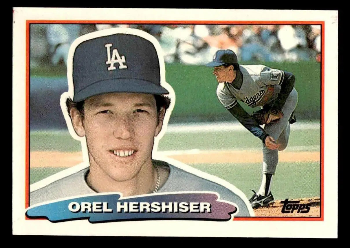 Vintage Orel Hershiser Topps Big baseball card from 1988 Los Angeles Dodgers collection