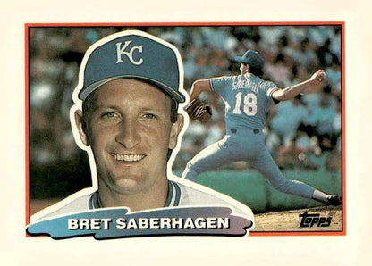 1990 Topps baseball card of Bret Saberhagen from 1988 Topps Big #94b collection