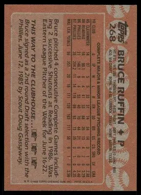 1988 Topps Bruce Ruffin #268 Baseball - Baseball Card Single
