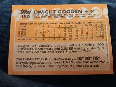 1988 Topps - Dwight Gooden #480. NY Mets. EX-NRMT - Baseball Card Single