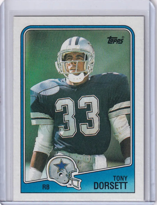 1988 Topps Football card featuring Tony Dorsett of the Dallas Cowboys