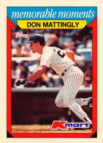 Original gloss Don Mattingly baseball card from 1988 Topps K-Mart Memorable Moments collection