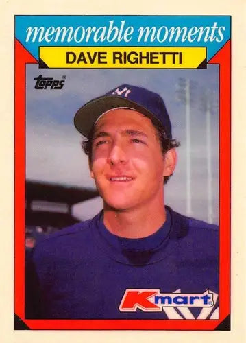 Original gloss image of Dave Righetti baseball card from 1988 Topps K-Mart Memorable Moments series