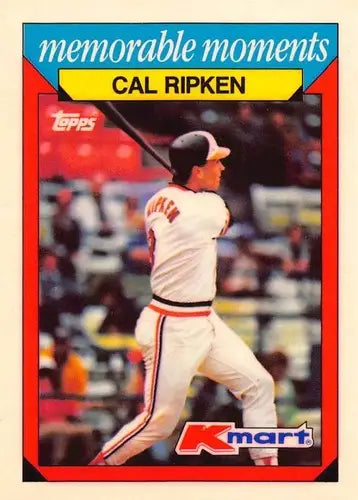 Original gloss Cal Ripken baseball card from 1988 Topps K-Mart Memorable Moments series