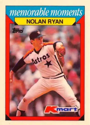 Original gloss Nolan Ryan baseball card from 1988 Topps K-Mart Memorable Moments series
