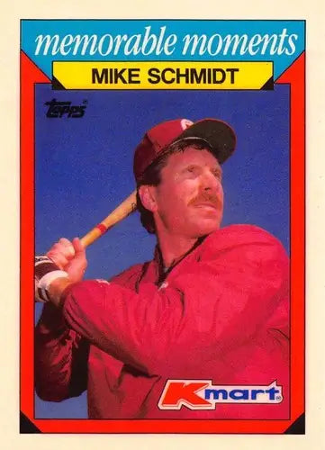 Original gloss Mike Schmidt baseball card from 1988 Topps K-Mart Memorable Moments series