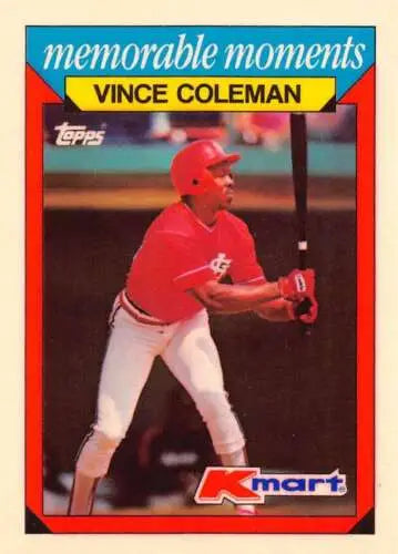 Original gloss Vince Coleman baseball card from 1988 Topps K-Mart Memorable Moments