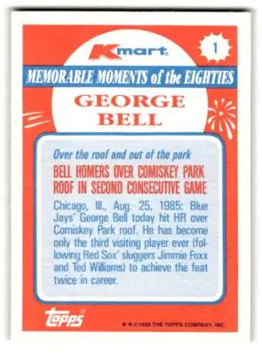 1988 Topps Kmart Memorable Moments #1 George Bell