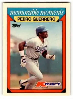 Original gloss Pedro Guerrero baseball card from 1988 Topps Kmart memorable moments series
