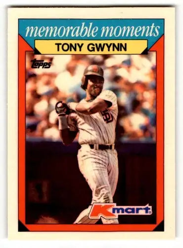 Original gloss Tony Gwynn baseball card from 1988 Topps Kmart Memorable Moments series