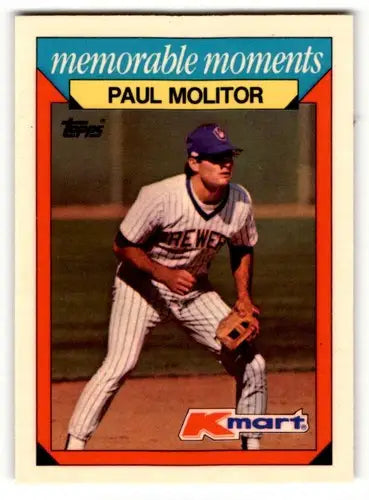 Original gloss 1988 Topps Kmart Paul Molitor baseball card in memorable moments collection