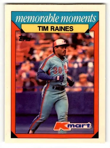 Original gloss 1988 Topps Kmart Tim Raines baseball card featuring Tim Raines NM