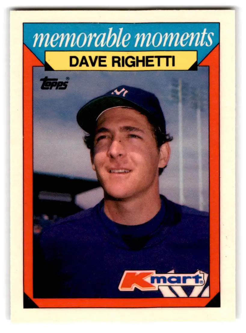 1988 Topps Kmart Memorable Moments #20 Dave Righetti - Baseball Card Single
