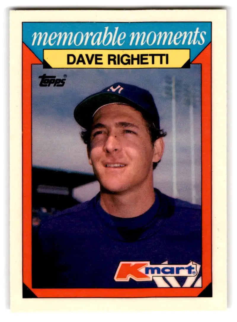 1988 Topps Kmart Memorable Moments #20 Dave Righetti - Baseball Card Single