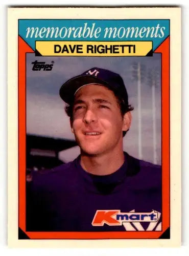 1988 Topps Kmart Memorable Moments #20 Dave Righetti NM ID:50245 - Baseball Card Single