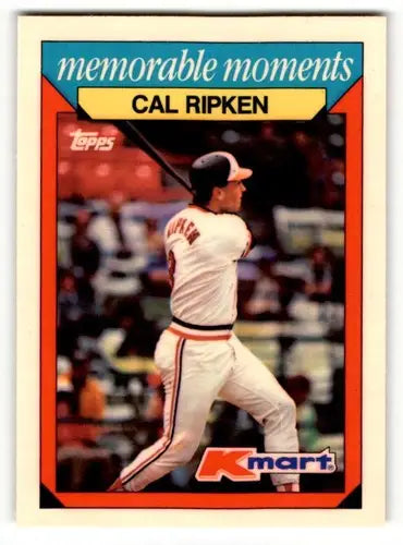 Original gloss Cal Ripken baseball card from 1988 Topps Kmart Memorable Moments collection