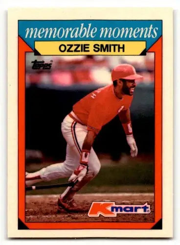 Ozzie Smith baseball card with original gloss from 1988 Topps Kmart Memorable Moments