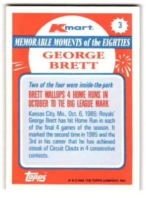 1988 Topps Kmart Memorable Moments #3 George Brett
