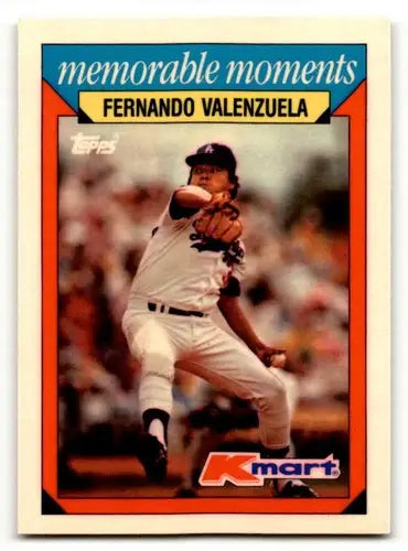 Fernando Valenzuela baseball card from 1988 Topps Kmart Memorable Moments collection