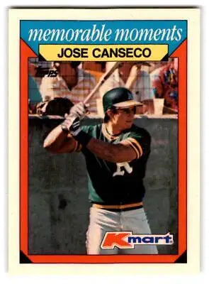 Jose Canseco baseball card from 1988 Topps Kmart Memorable Moments collection