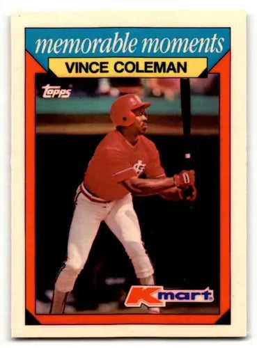 Original gloss 1988 Topps Kmart Memorable Moments Vince Coleman baseball card