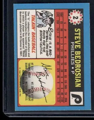 1988 Topps Steve Bedrosian #2 Mini Baseball - Baseball Card Single