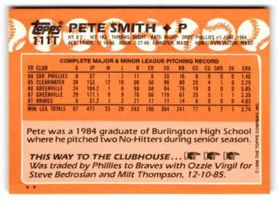 1988 Topps Traded #111T Pete Smith