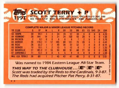Vintage 1988 Topps Traded Scott Terry baseball card with original gloss and stats