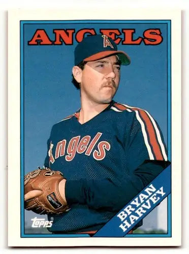 Original gloss 1987 Topps Bryan Harvey California Angels baseball card featuring Harvey California Angels