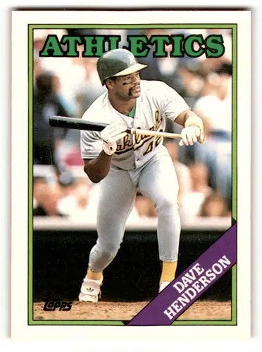 Original gloss baseball card featuring Dave Henderson Oakland Athletics player from 1988 Topps Traded