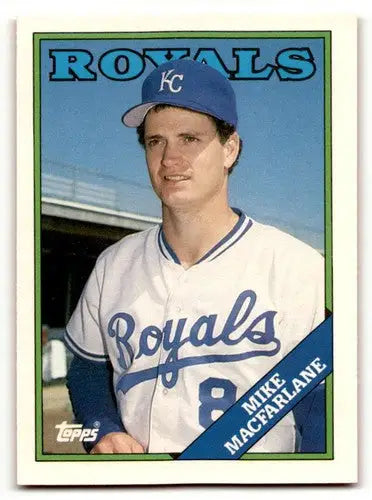 Vintage 1988 Topps Traded Mike Macfarlane Kansas City Royals baseball card with original gloss