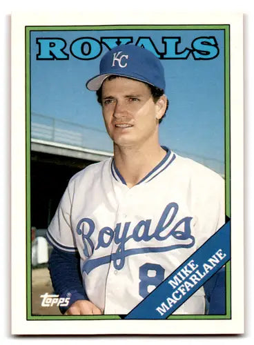 1989 Topps baseball card of Mike Macfarlane in Royals jersey, original gloss, 62T Mike Macfarlane, Topps Traded