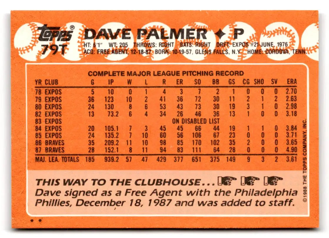 1988 Topps Traded #79T David Palmer - Baseball Card Single
