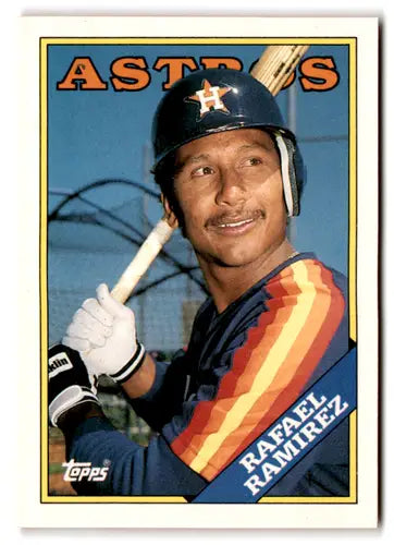 Original gloss 90t Rafael Ramirez baseball card from Topps Traded 1988 Astros collection