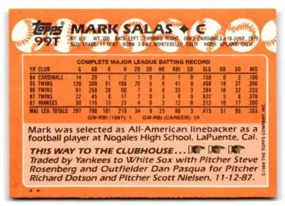 1988 Topps Traded #99T Mark Salas