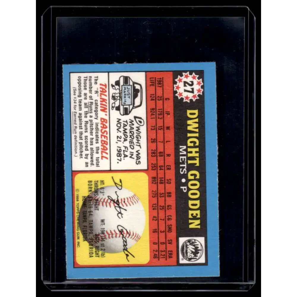 1988 Topps UK Minis #27 Dwight Gooden New York Mets NM-MT