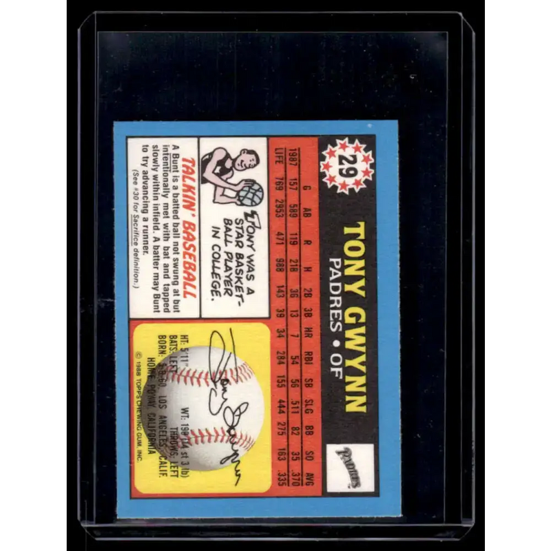 1988 Topps UK Minis #29 Tony Gwynn San Diego Padres NM-MT - Baseball Card Single
