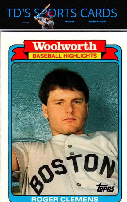 Roger Clemens baseball card from 1988 Topps Woolworth Baseball Highlights series
