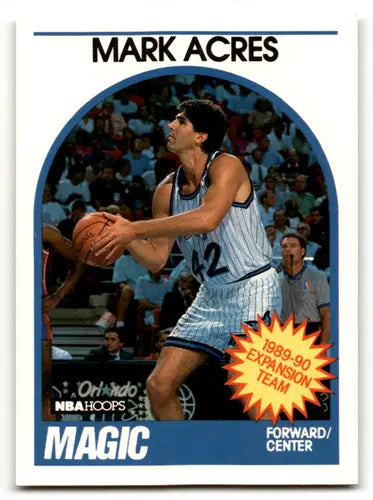 Original gloss Mark Acres basketball card from 1989-90 Hoops featuring Simply Sandoval NM near mint