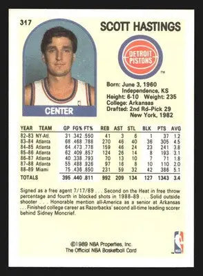 1989-90 NBA Hoops Scott Hastings #317 Detroit Pistons - Basketball Card Single