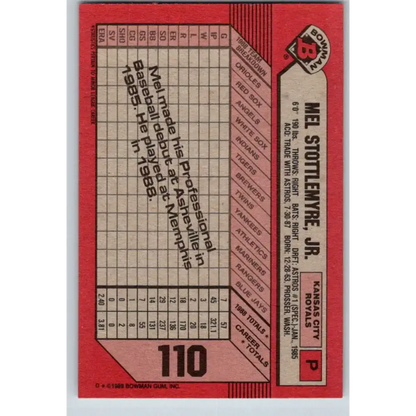 1989 Bowman #110 Mel Stottlemyre Jr. NM-MT Kansas City Royals Baseball Card