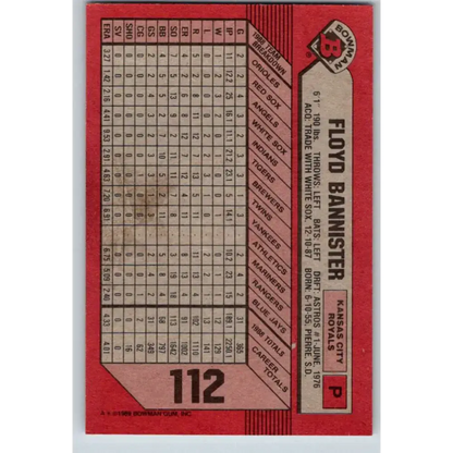 1989 Bowman #112 Floyd Bannister NM-MT Kansas City Royals Baseball Card