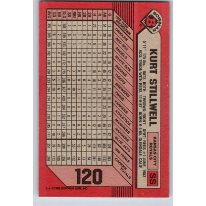 1989 Bowman #120 Kurt Stillwell NM-MT Kansas City Royals Baseball Card