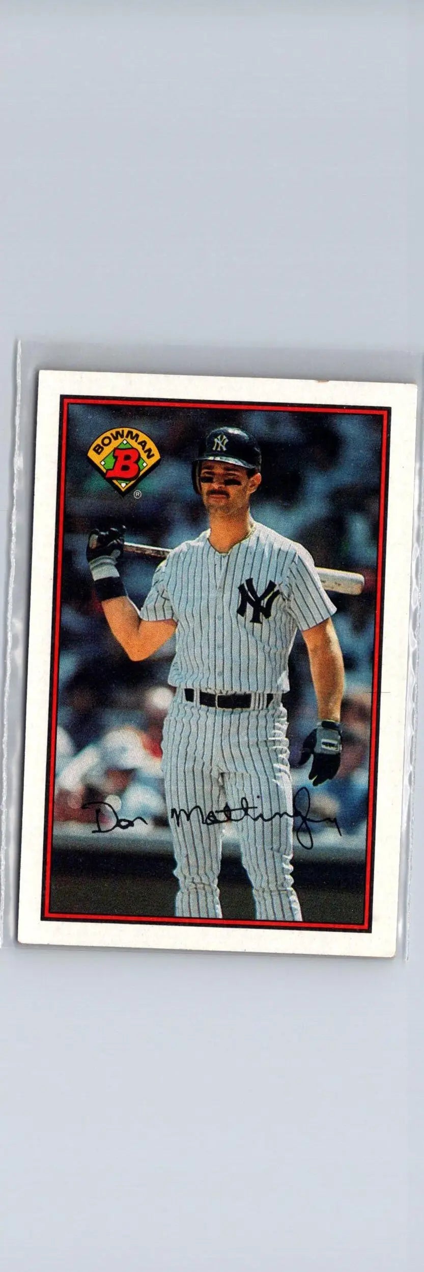 Vintage 1989 Bowman Don Mattingly baseball card in protective sleeve for collectors