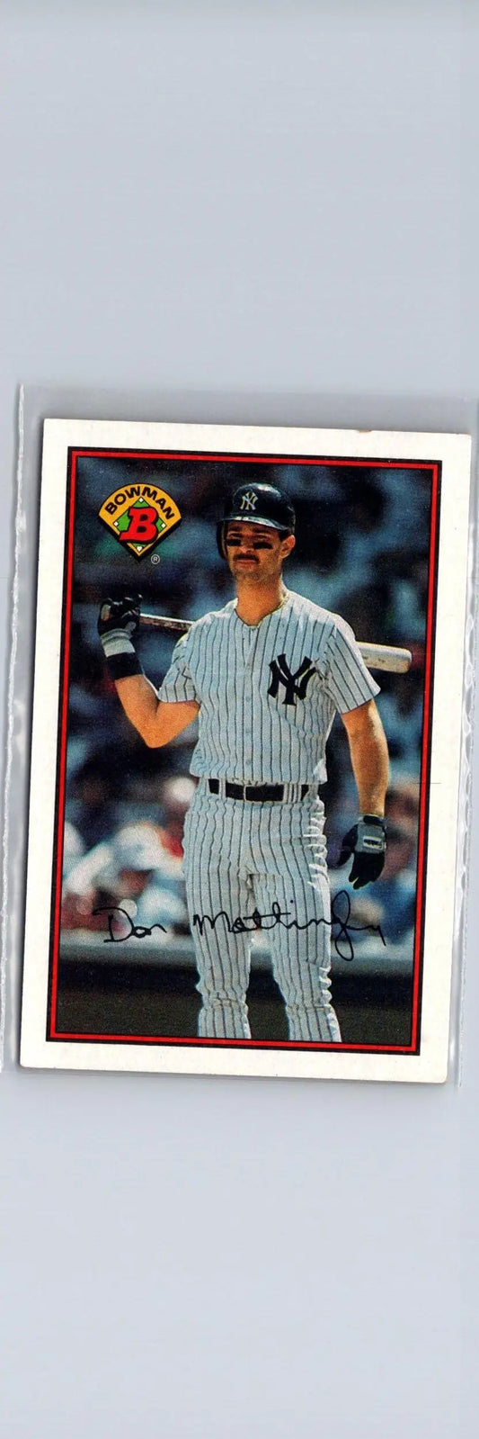 Vintage 1989 Bowman Don Mattingly baseball card in protective sleeve for collectors
