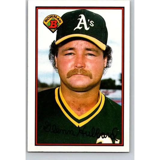 1989 Bowman #199 Glenn Hubbard NM-MT Oakland Athletics Baseball Card