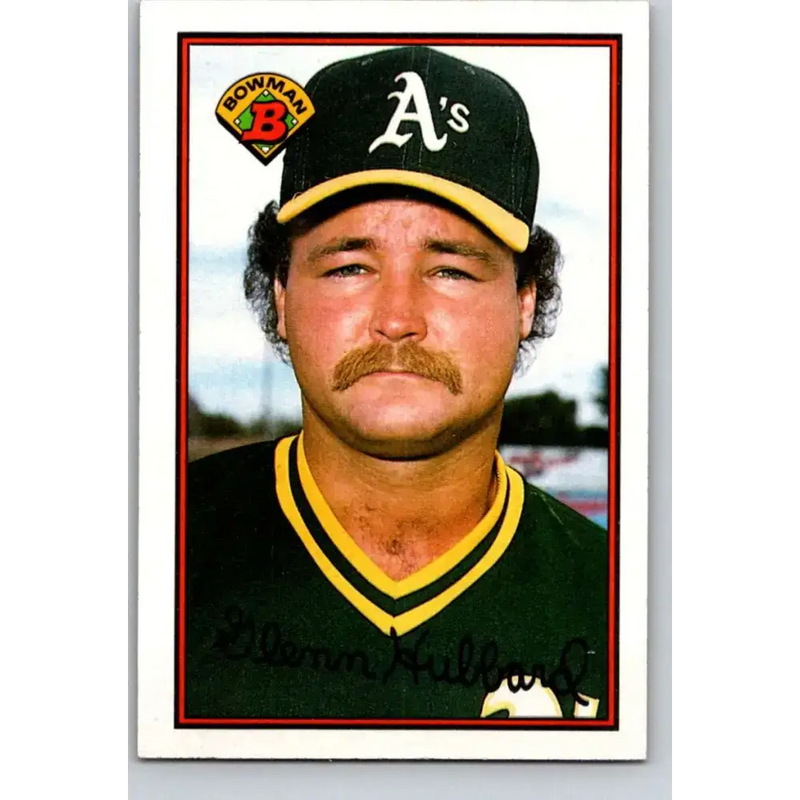 1989 Bowman #199 Glenn Hubbard NM-MT Oakland Athletics Baseball Card - Baseball Card Single