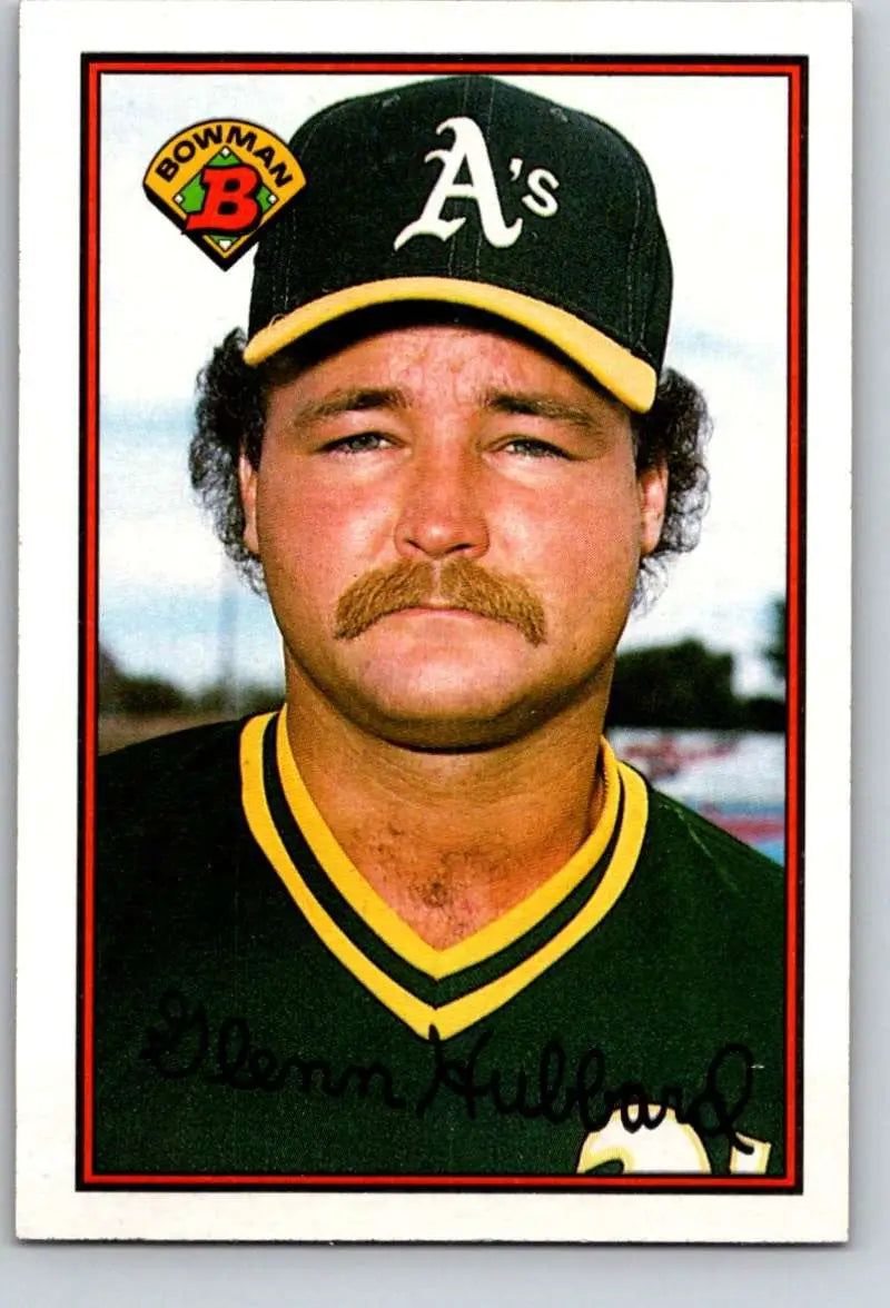 1989 Bowman #199 Glenn Hubbard NM-MT Oakland Athletics Baseball Card - Baseball Card Single