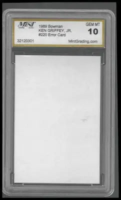 1989 Bowman #220a Ken Griffey Jr. Rookie *ERROR* NO FRONT MINT GEM/MT 10 - Baseball Card Single